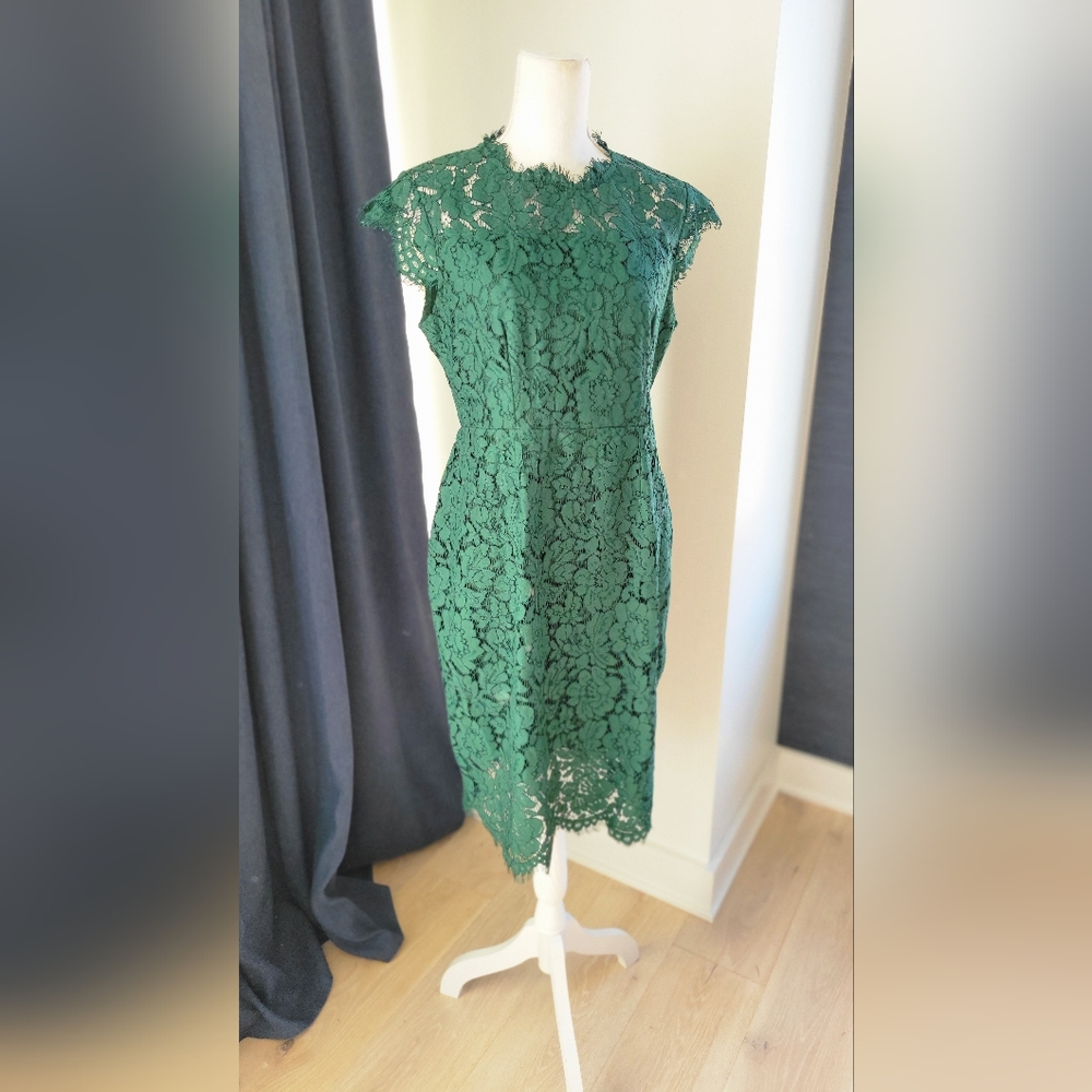 Crew Neck Floral Lace Midi Dress